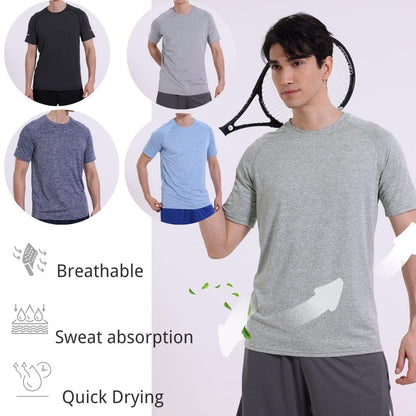 fovdtaa 5 Pack Mens Short Sleeve Crew Neck Gym T Shirt Workout Running Tops Mens Breathable Athletic Shirts Short Sleeve Sport Tops