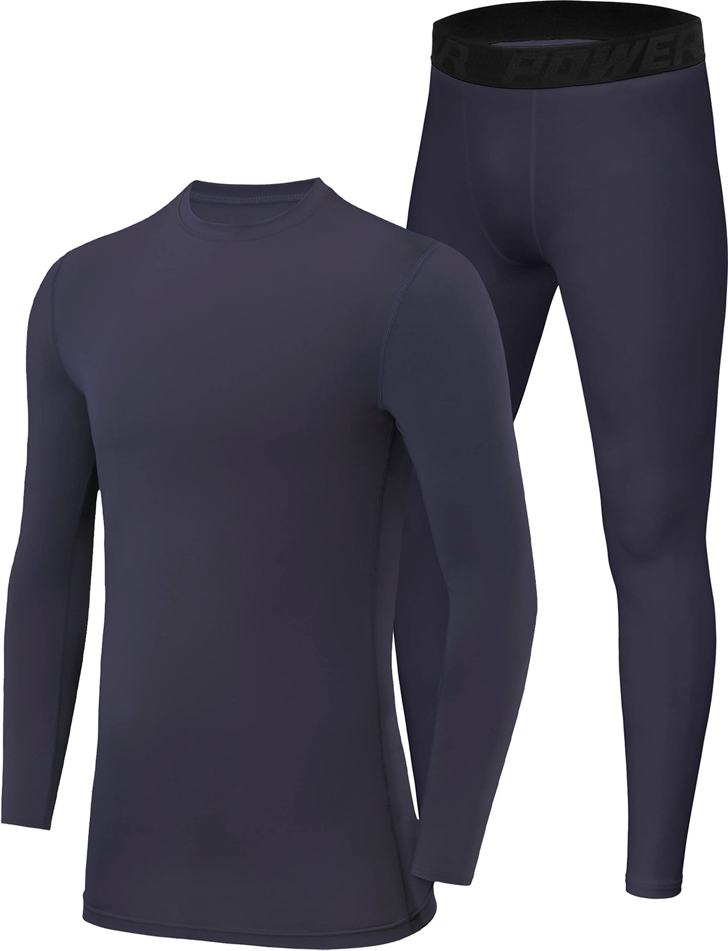 PowerLayer Skins for Boys Kids Base Layer Thermal Long Sleeve Top & Tights Football Compression Set