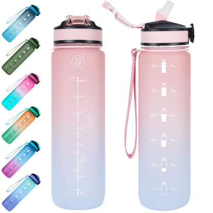 EYQ 1 L Water Bottle, 1 Litre Water bottle with Straw, Leak-Proof, Tritan BPA-Free, Motivational Water Bottle with Time Marker, Sports Drinks Bottle for Fitness, School, Gym, Outdoor Sports