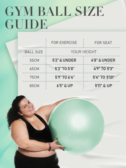 PhysKcal Gym Ball 55-85cm Exercise Swiss Ball