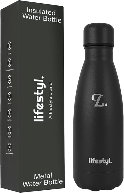 Lifestyl Stainless Steel Water Bottle | 24 Hrs Cold & 12 Hrs Hot| Thermoshield Technology Vacuum Insulated Metal Water Bottles, Leak-Proof Drinks Bottle for Gym, Yoga, Cycling (350 ml,Red)