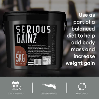 The Bulk Protein Company, SERIOUS GAINZ - Whey Protein Powder - Weight Gain, Mass Gainer - 30g Protein Powders (Strawberry, 5kg)