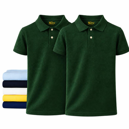 KHIM Unisex Polo Short Sleeve Polycotton Boys Girls School Uniform Plain Half Sleeve Shirts Sports Wear Indoor Outdoor