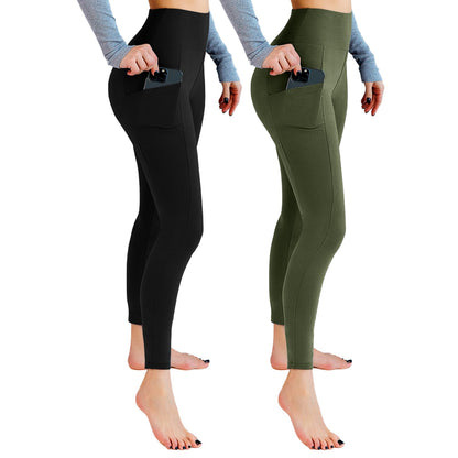 Leafigure 2-Pack High Waist Gym Leggings with Pockets for Women
