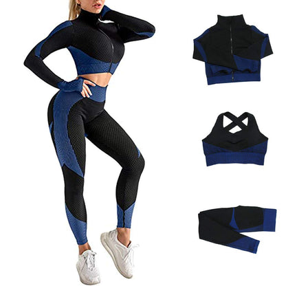 Veriliss Women's 3pcs Gym Tracksuit Sweatsuit Women's Activewear Sets 2024 Sport Yoga Fitness Clothing Ladies Workout Outfit Sportsuits for Running Jogging