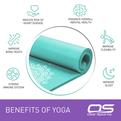 OZE SPORTS Yoga Mat – Extra Thick NBR Foam, Non-Slip, Large