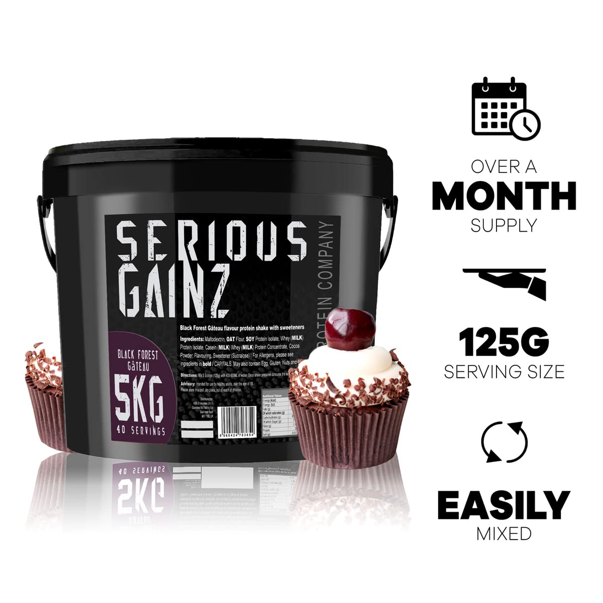 The Bulk Protein Company, SERIOUS GAINZ - Whey Protein Powder - Weight Gain, Mass Gainer - 30g Protein Powders (Strawberry, 5kg)