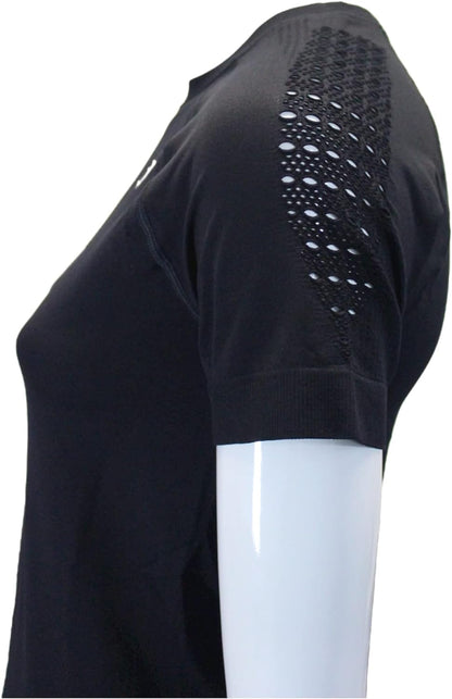 Gymshark women's seamless black T-shirt, perforated mesh sleeve detail