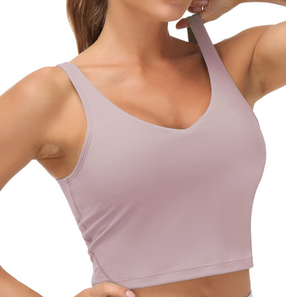 THE GYM PEOPLE Womens' Sports Bra Longline Wirefree Padded with Medium Support