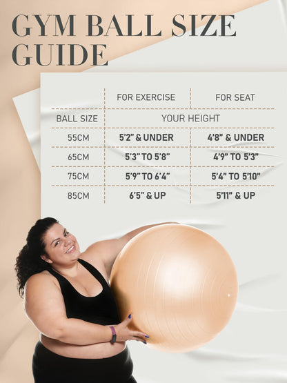PhysKcal Gym Ball 55-85cm Exercise Swiss Ball
