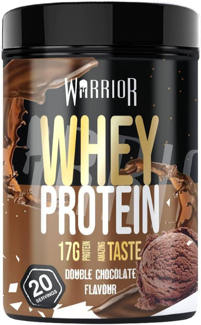 Warrior Whey Protein Powder 500g - Up to 36g* Protein per Shake – Low Sugar - Muscle Growth and Recovery Drink - Amazing Taste - 20 Servings - GMP Certified (Double Chocolate)