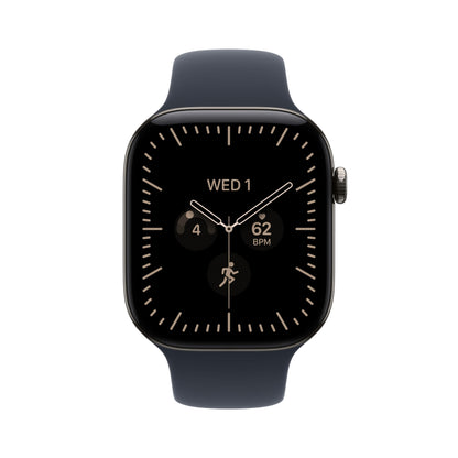 Apple Watch Series 12 GPS smartwatch with dark strap and analog-style clock face