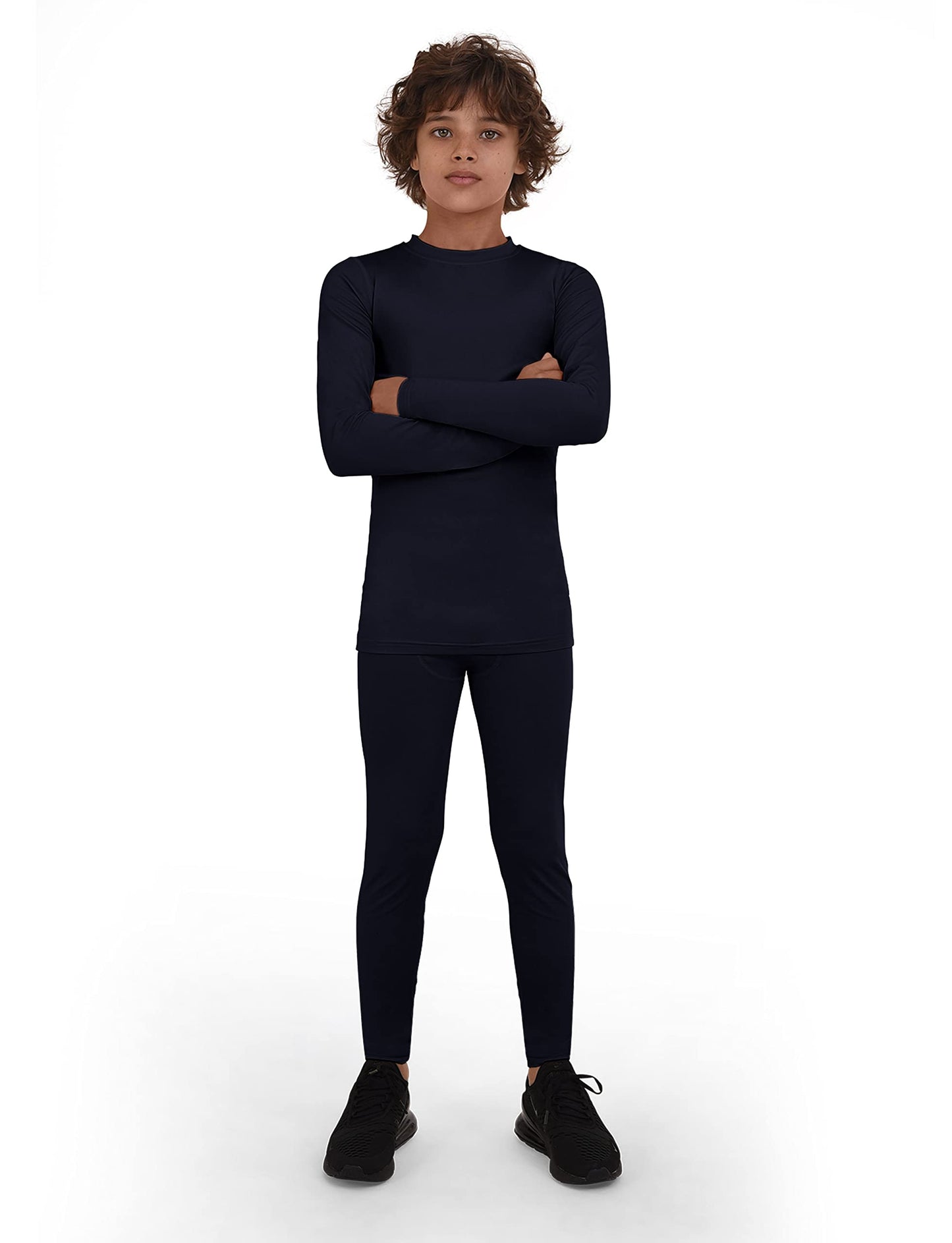 PowerLayer Skins for Boys Kids Base Layer Thermal Long Sleeve Top & Tights Football Compression Set