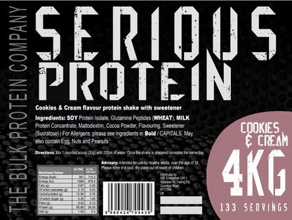 SERIOUS PROTEIN – Protein Powder – 4kg – Low Carb – Supports Lean Muscle Growth – Recovery Supplement - The Bulk Protein Company - 133 Servings (Salted Caramel)