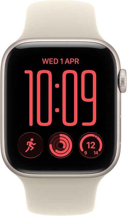 Apple Watch SE 3 GPS smartwatch with starlight sport band and red activity display