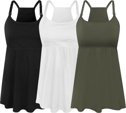 SUIEK Women's Nursing Tank Tops Maternity Cami with Shelf Bra Cotton Breastfeeding Clothes