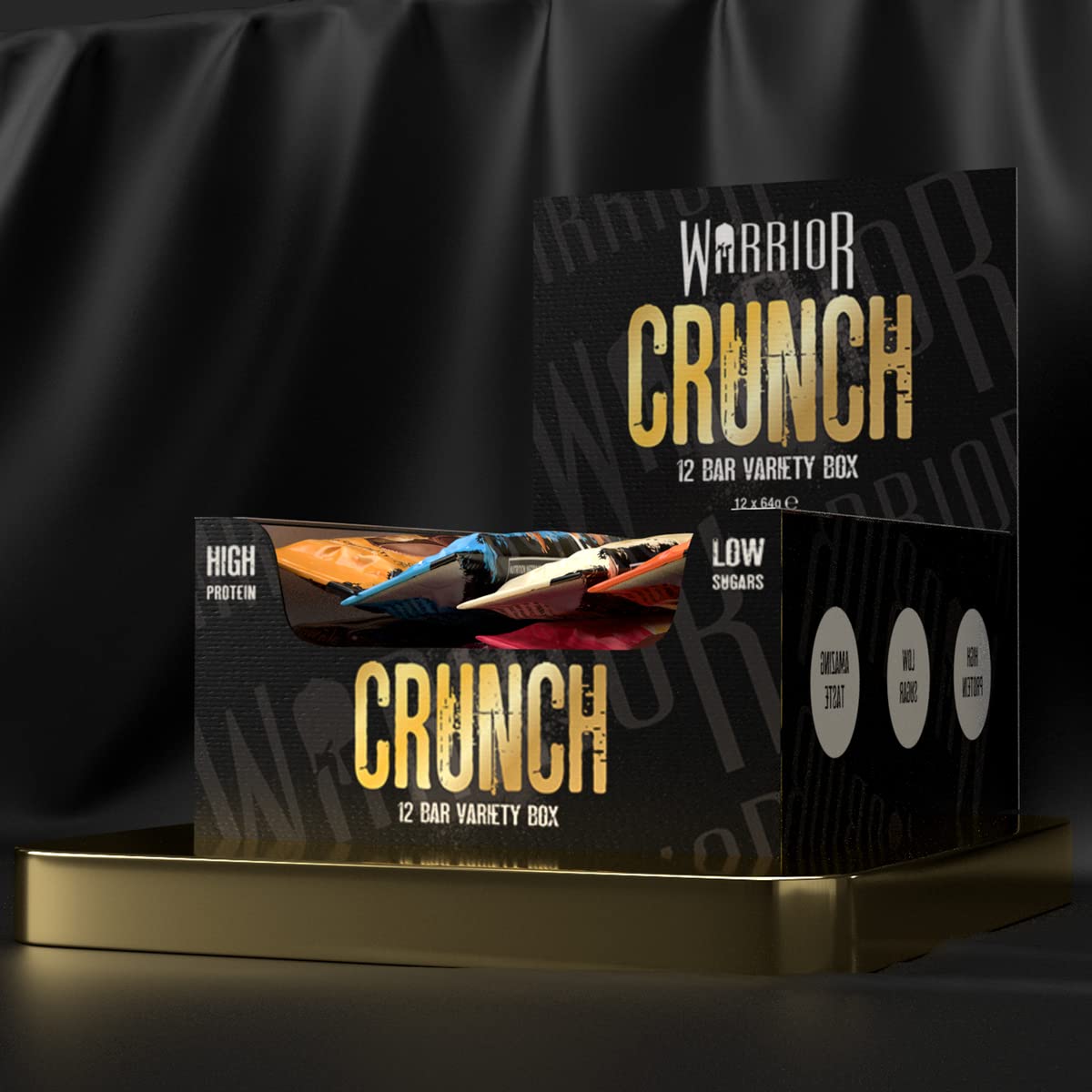 Warrior Crunch - High Protein Bars - 20g Protein Each Bar - Low Carb, Low Sugar Snack - 12 Pack x 64g (Variety Pack)