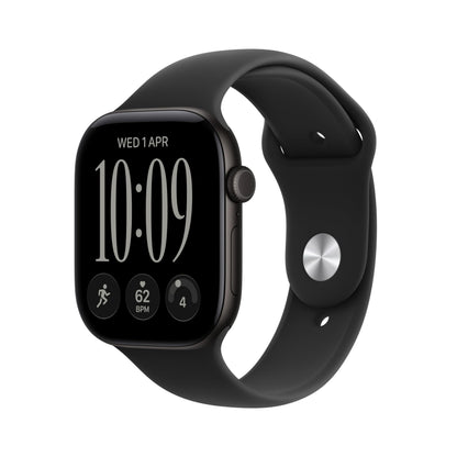 GPS smartwatch with dark navy silicone band and black square display