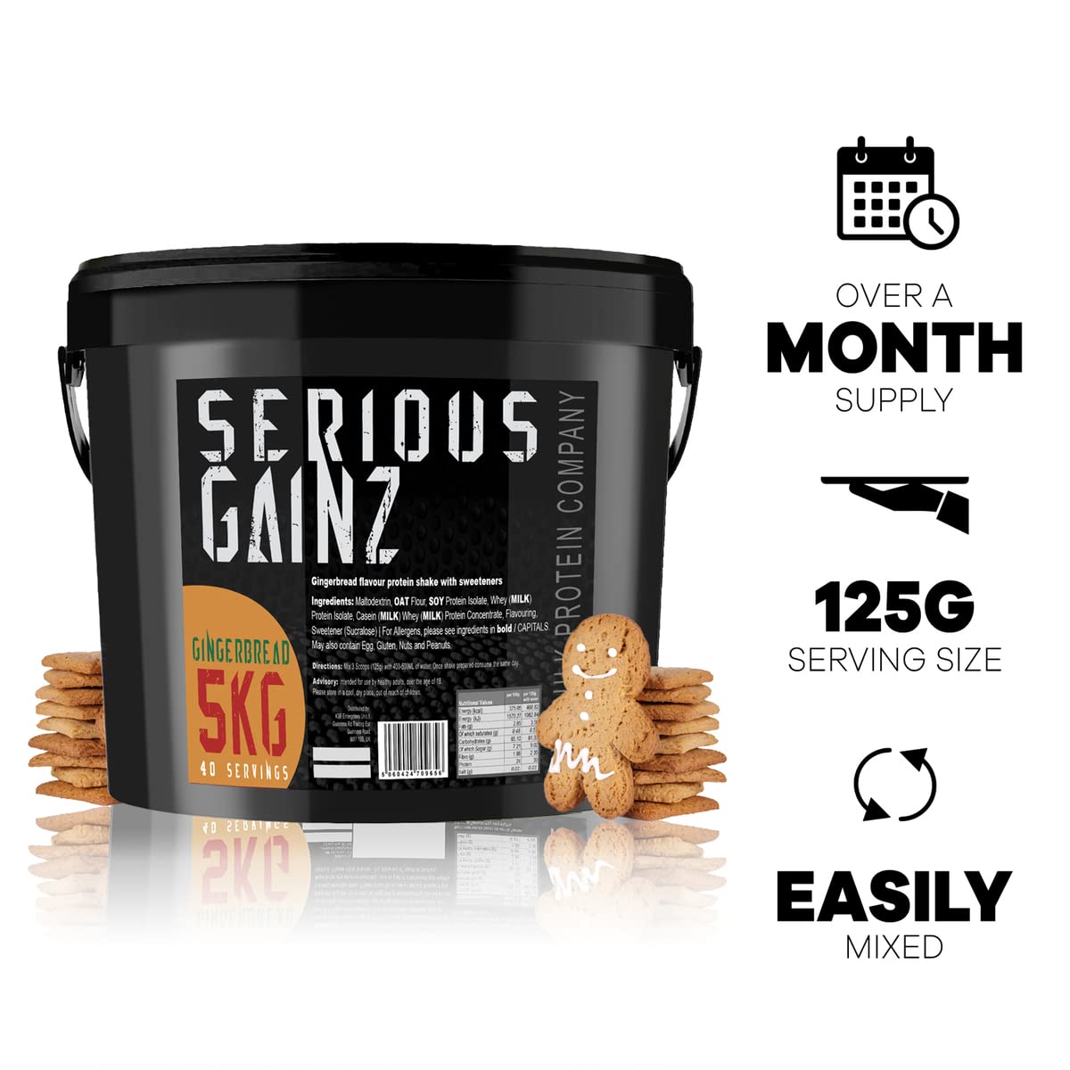 The Bulk Protein Company, SERIOUS GAINZ - Whey Protein Powder - Weight Gain, Mass Gainer - 30g Protein Powders (Strawberry, 5kg)