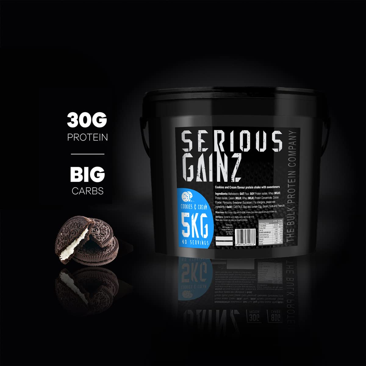 The Bulk Protein Company, SERIOUS GAINZ - Whey Protein Powder - Weight Gain, Mass Gainer - 30g Protein Powders (Strawberry, 5kg)