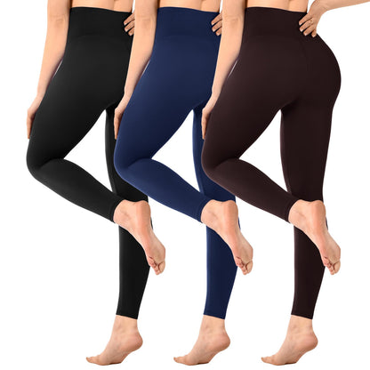 SINOPHANT Pack of 3 Women's High Waist Opaque Black Leggings for Gym Yoga Sports