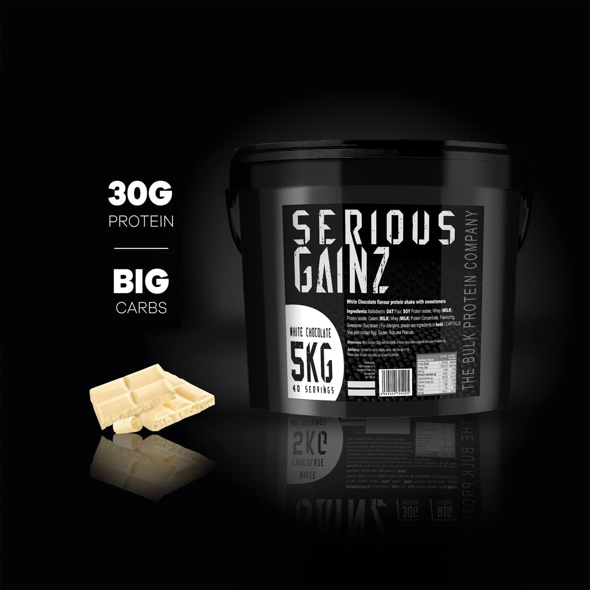 The Bulk Protein Company, SERIOUS GAINZ - Whey Protein Powder - Weight Gain, Mass Gainer - 30g Protein Powders (Strawberry, 5kg)