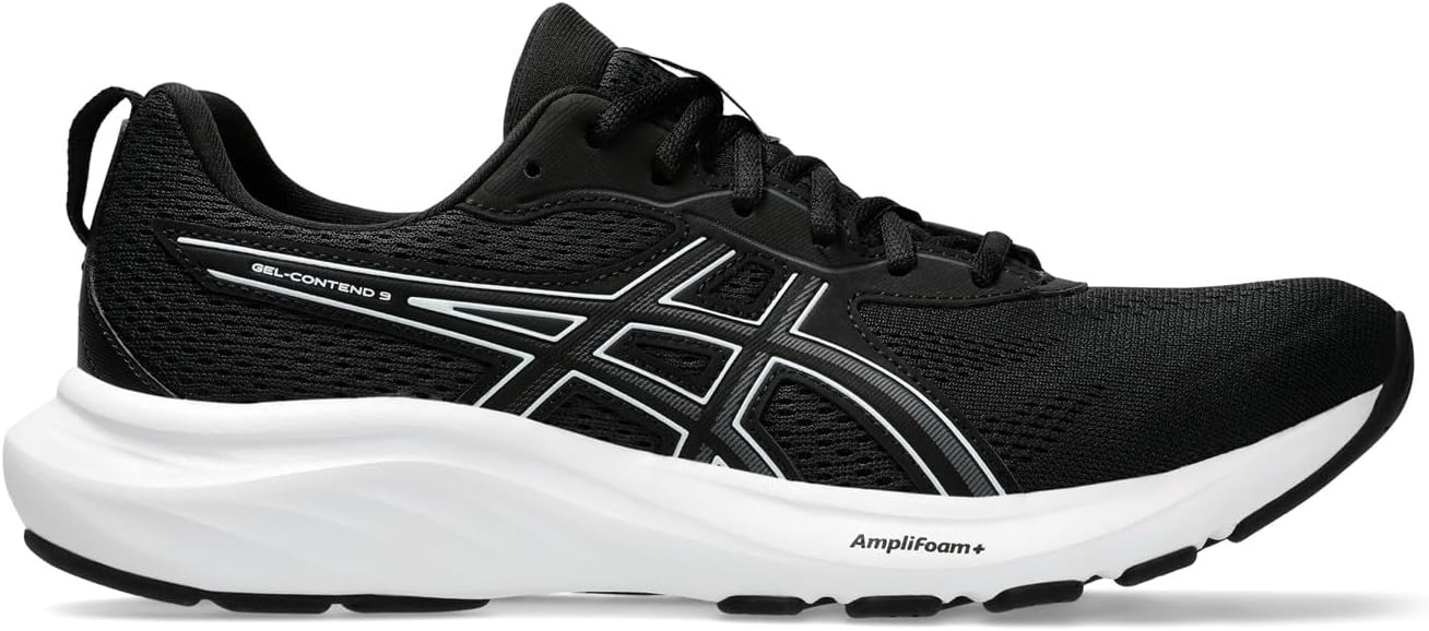 Asics Men's Gel-Contend 9 Sneaker, Black White, 8.5 UK