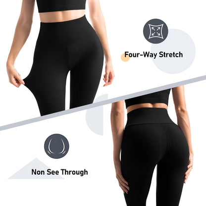 Leafigure 2-Pack High Waist Gym Leggings with Pockets for Women
