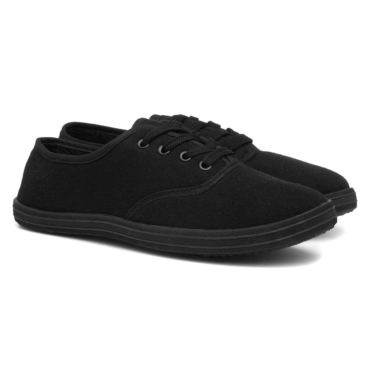 Red Fish Tai Womens Black Lace Up Canvas Shoe