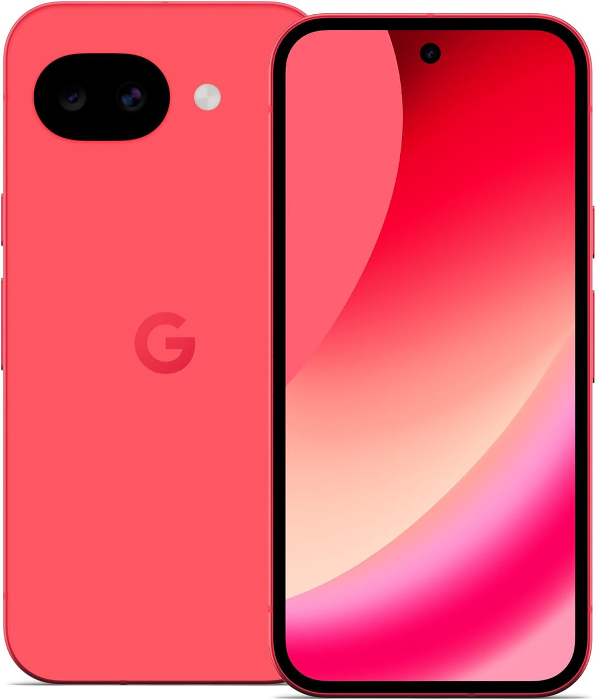 Google Pixel 10a unlocked 5G smartphone, berry front and back views
