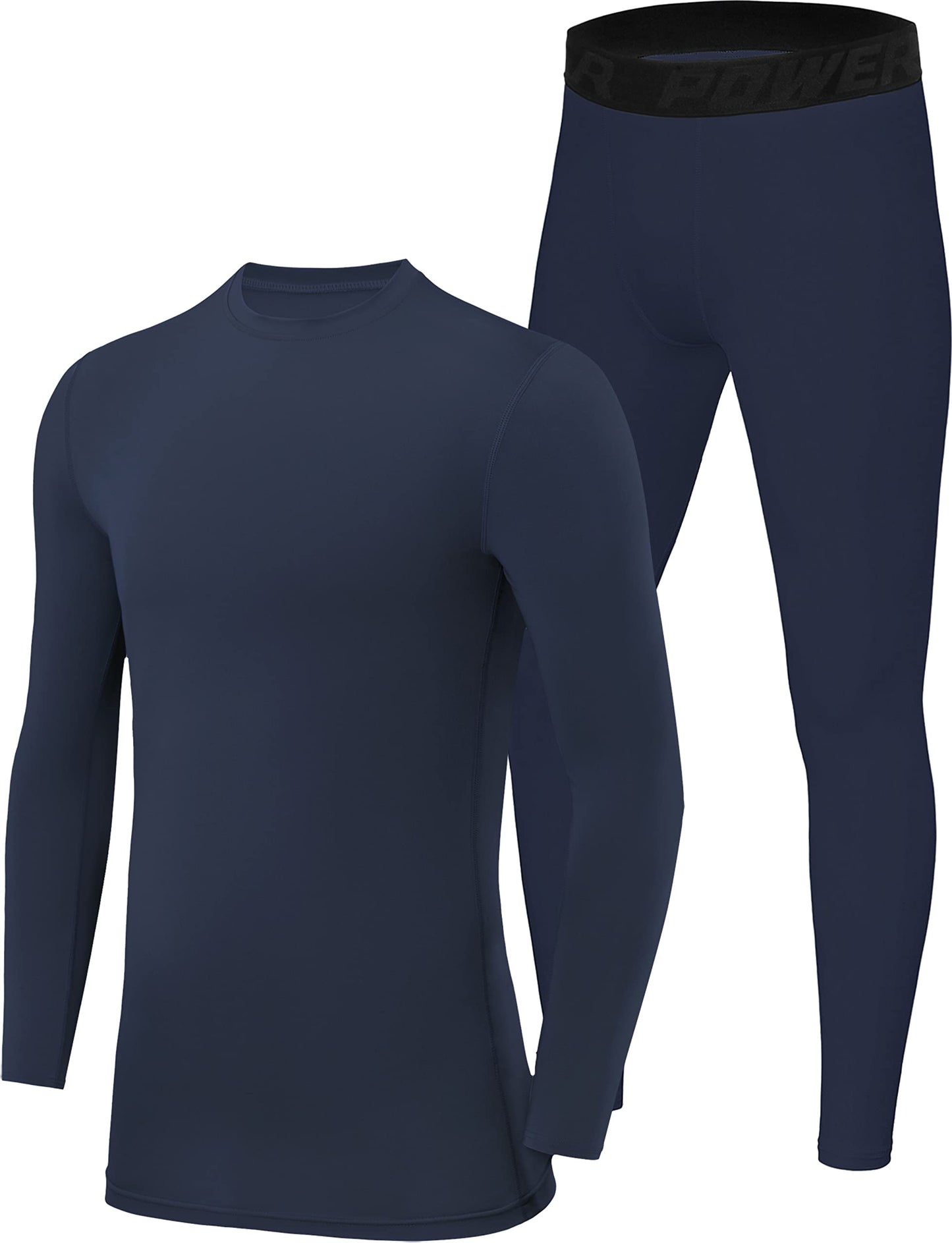 PowerLayer Skins for Boys Kids Base Layer Thermal Long Sleeve Top & Tights Football Compression Set