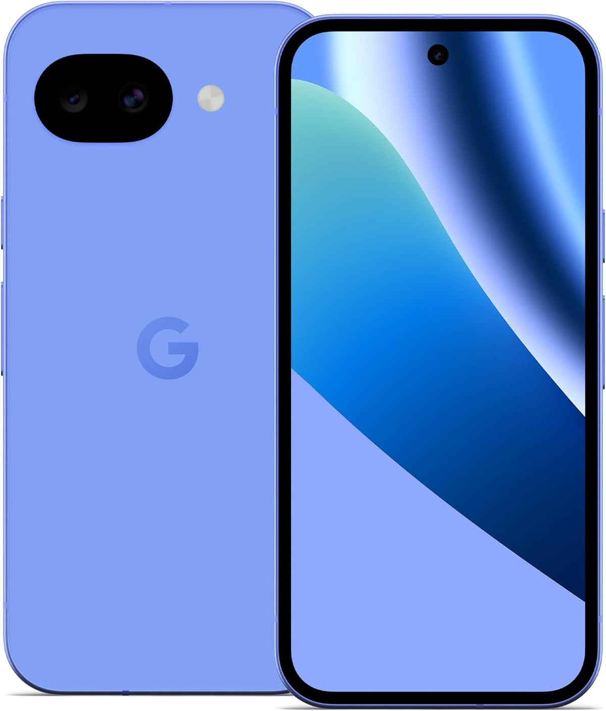 Lavender Google Pixel 10a unlocked 5G smartphone with dual rear cameras and screen view