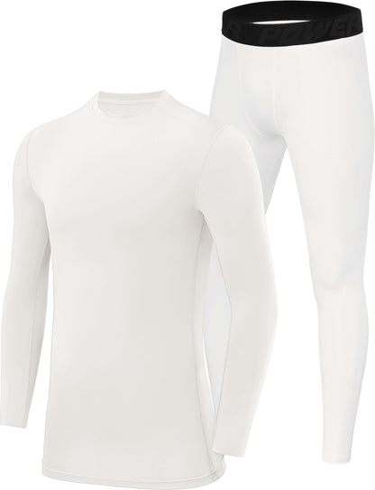 PowerLayer Skins for Boys Kids Base Layer Thermal Long Sleeve Top & Tights Football Compression Set