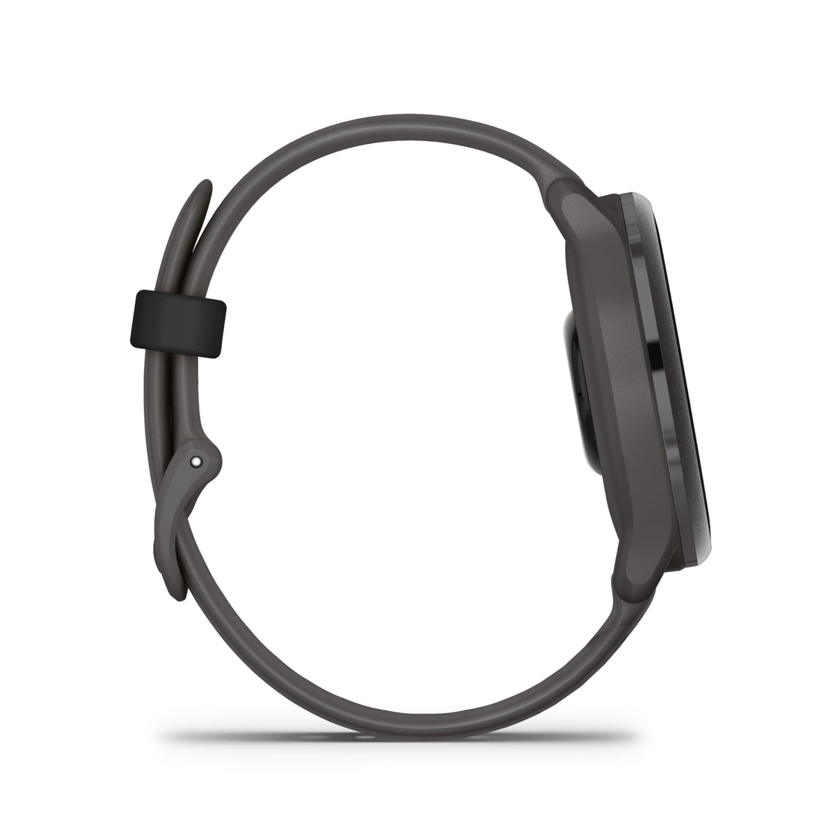 Garmin vívoactive 6 smartwatch, side view, dark gray band and case