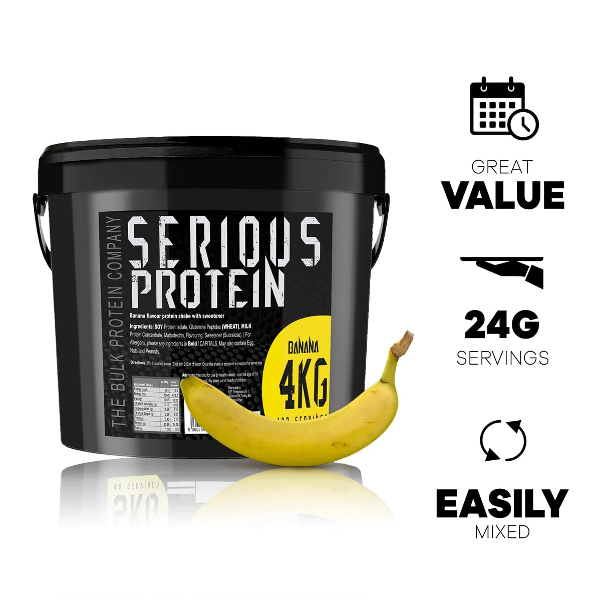 SERIOUS PROTEIN – Protein Powder – 4kg – Low Carb – Supports Lean Muscle Growth – Recovery Supplement - The Bulk Protein Company - 133 Servings (Salted Caramel)