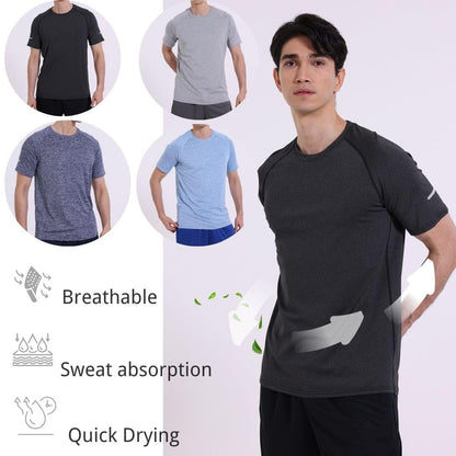 fovdtaa 5 Pack Mens Short Sleeve Crew Neck Gym T Shirt Workout Running Tops Mens Breathable Athletic Shirts Short Sleeve Sport Tops