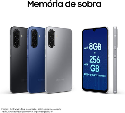Set of four Samsung smartphones in black, blue, and gray with side view