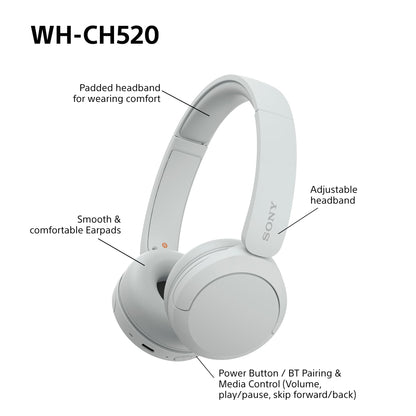 Sony WH-CH520 Wireless Bluetooth On-Ear Headphones
