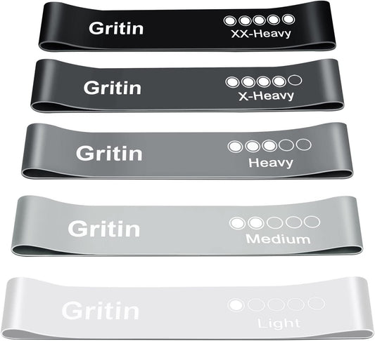 Resistance Bands, Set of 5 Skin-Friendly Resistance  Loop Bands