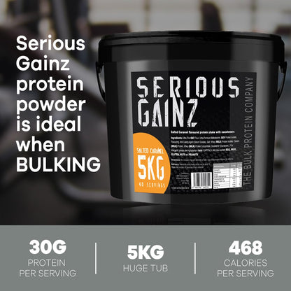 The Bulk Protein Company, SERIOUS GAINZ - Whey Protein Powder - Weight Gain, Mass Gainer - 30g Protein Powders (Strawberry, 5kg)