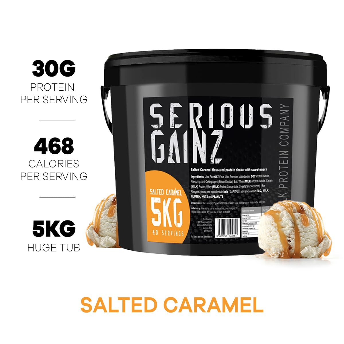 The Bulk Protein Company, SERIOUS GAINZ - Whey Protein Powder - Weight Gain, Mass Gainer - 30g Protein Powders (Strawberry, 5kg)