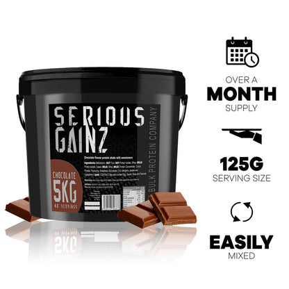 The Bulk Protein Company, SERIOUS GAINZ - Whey Protein Powder - Weight Gain, Mass Gainer - 30g Protein Powders (Strawberry, 5kg)