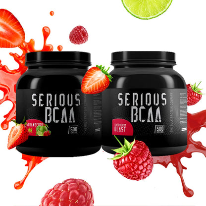 Serious BCAA Powder 500g, 100 Servings Pre Workout - Helps Build Muscle - The Bulk Protein Company (Raspberry Blast)