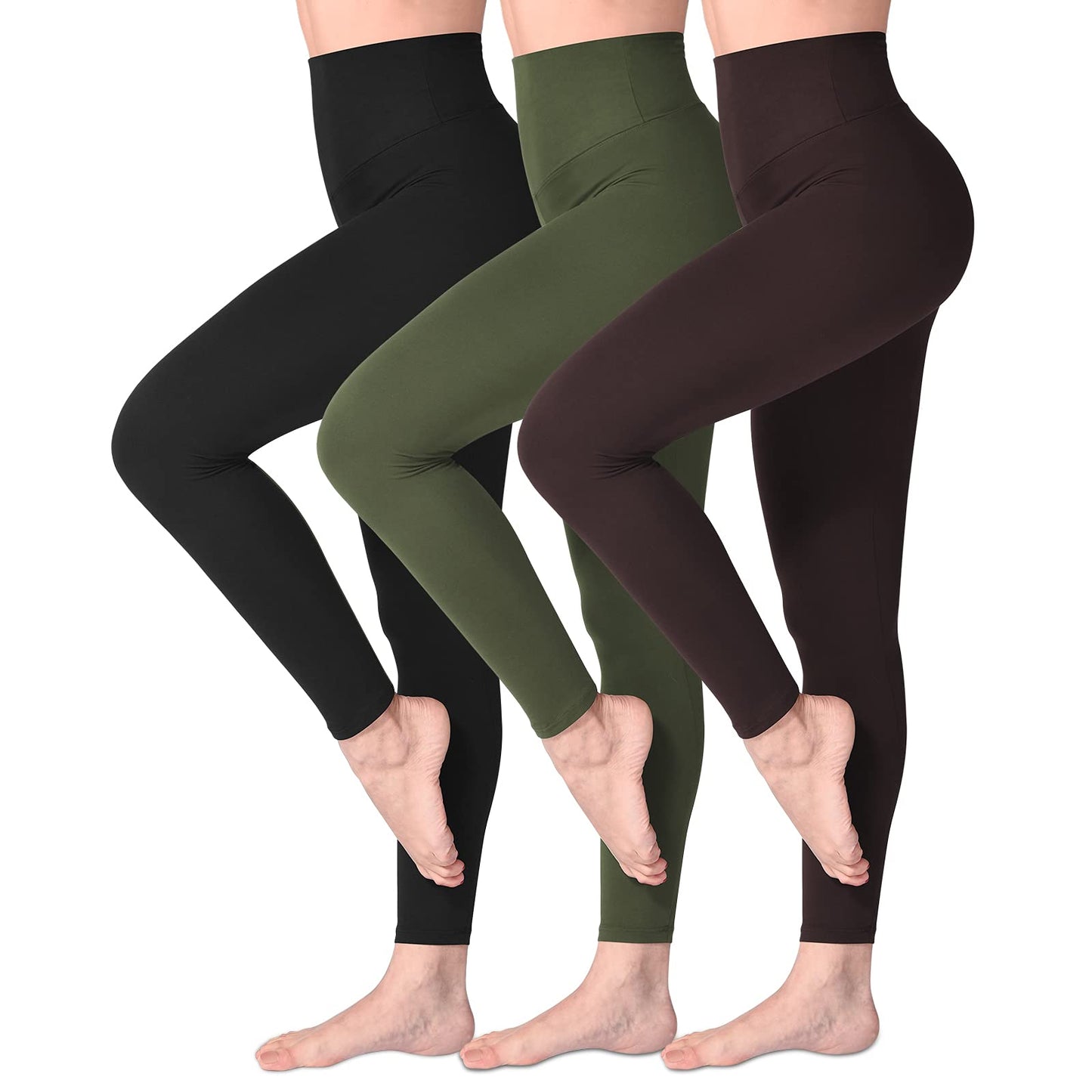 SINOPHANT High Waisted Leggings for Women, Buttery Soft Elastic Opaque Tummy Control Leggings, Plus Size Workout Gym Yoga