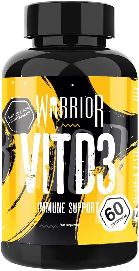 Warrior Vitamin D3 4000iu Tablets – Super Strength – Immune, Mood, and Bone Support Supplement – Easy to Swallow – Suitable for Vegetarians – 60 Capsules