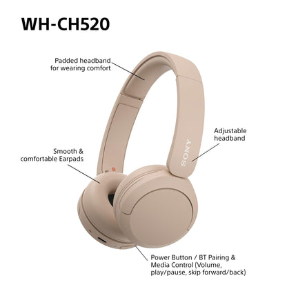 Sony WH-CH520 Wireless Bluetooth On-Ear Headphones