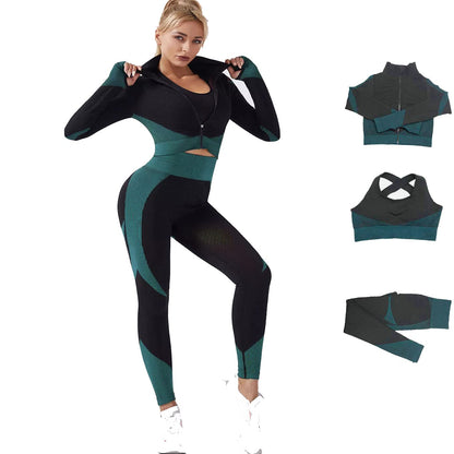 Veriliss Women's 3pcs Gym Tracksuit Sweatsuit Women's Activewear Sets 2024 Sport Yoga Fitness Clothing Ladies Workout Outfit Sportsuits for Running Jogging