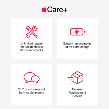 Apple Watch Care+ service cards showing repair and battery replacement options