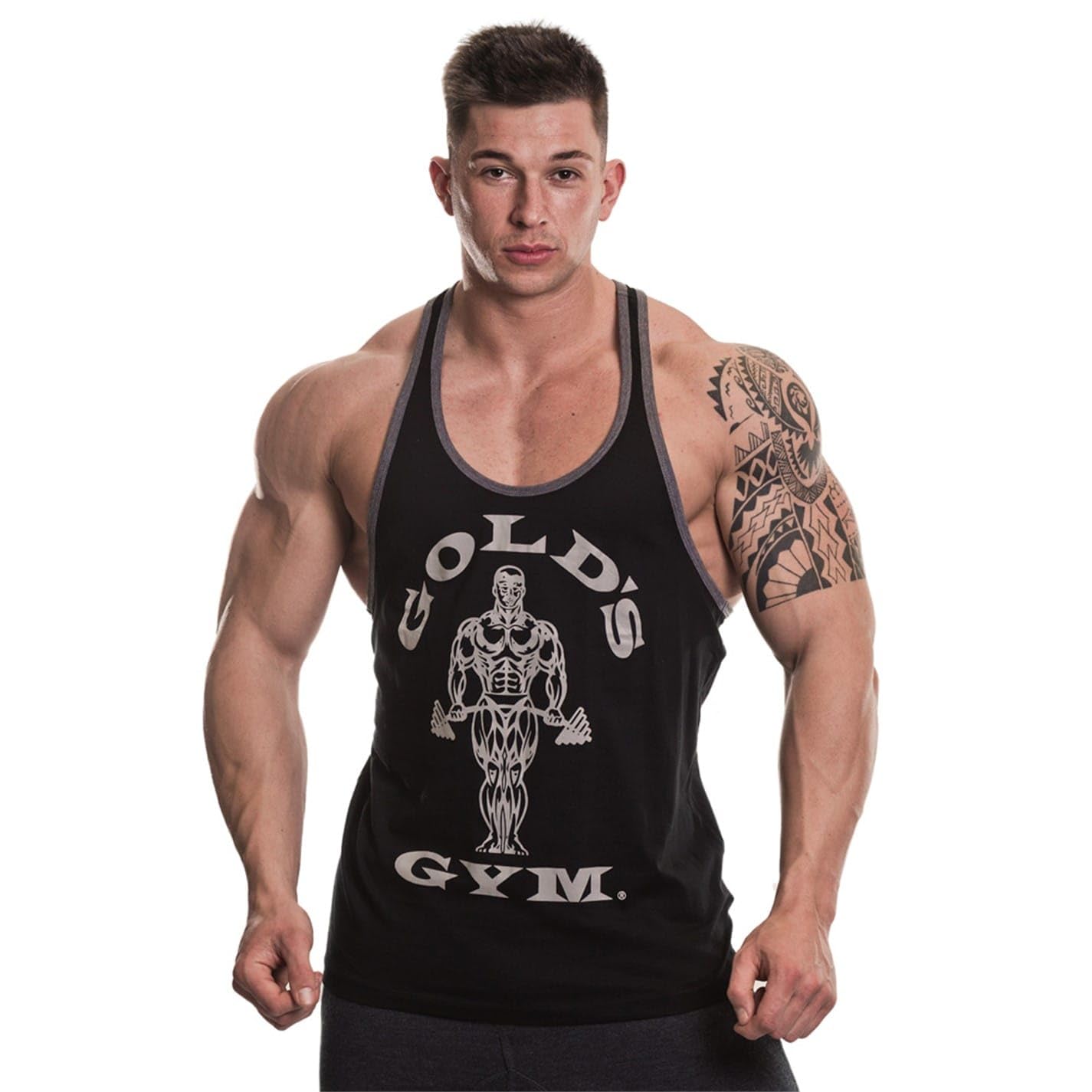 Gold's Gym GGVST004 Men's Training Sports Fitness Tank Top Muscle Joe Contrast Stringer Vest