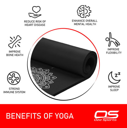 OZE SPORTS Yoga Mat – Extra Thick NBR Foam, Non-Slip, Large
